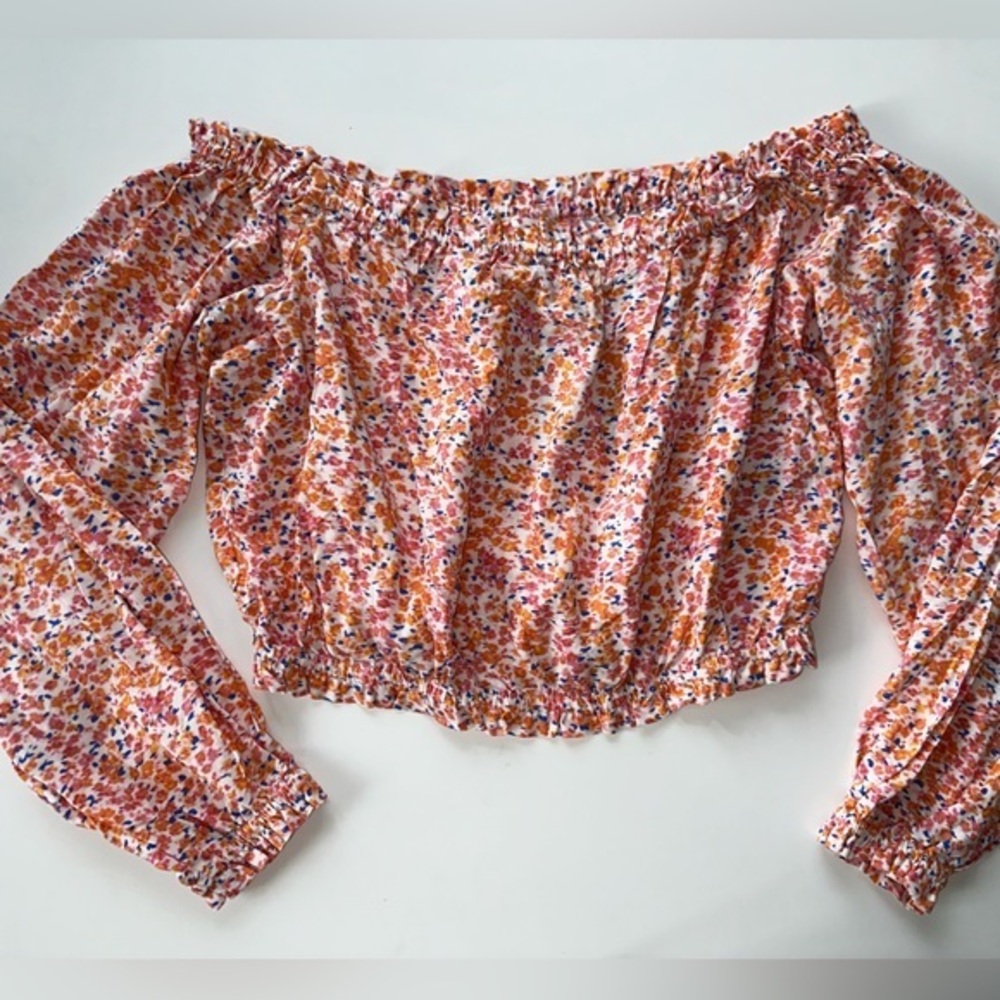 Floral Stretch Long Sleeve Crop